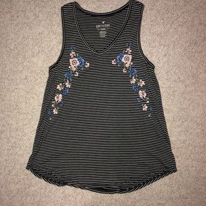 American Eagle Striped Tank Top with Flowers